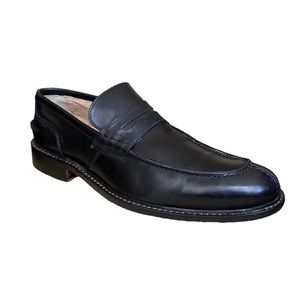Bugatchi Men’s Black Leather Loafer Slip On Dress Shoe Size 11 Made in Italy